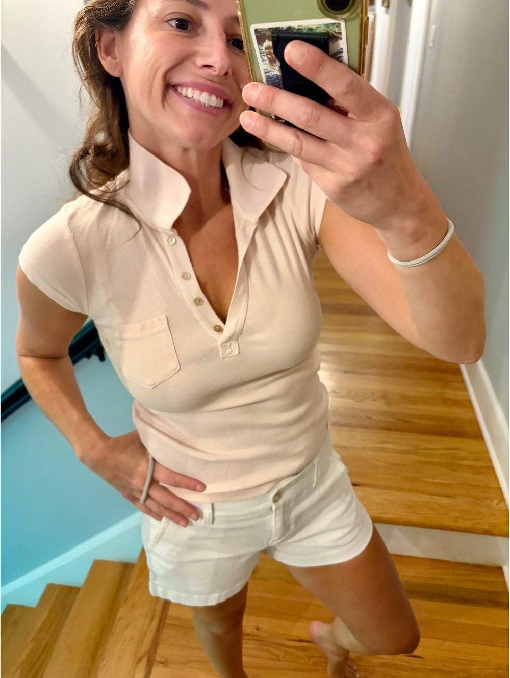 Vintage Y2K Juicy Couture Baby Pink Fitted Polo Top Size S